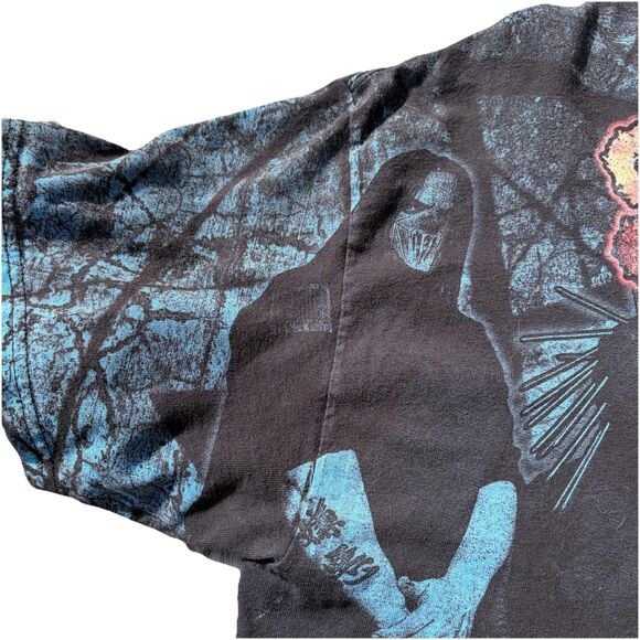 Vintage 00s Slipknot All Over Print Band Music Tour T-Shirt FLAWS - Picture 3 of 16